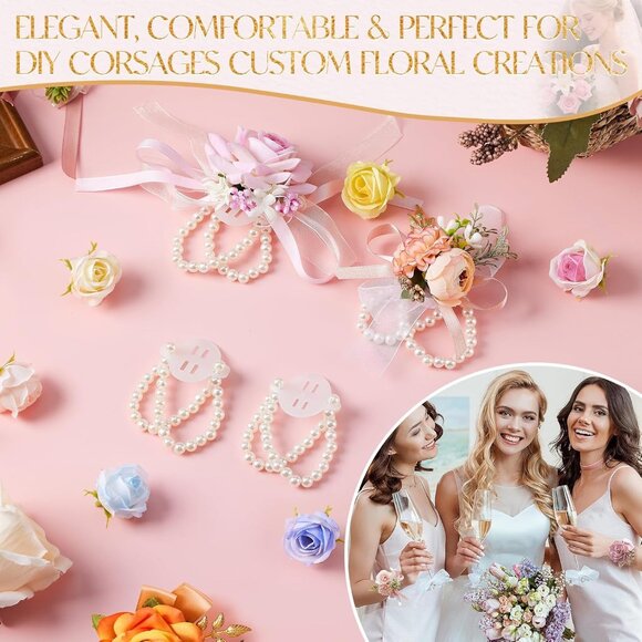 Handmade Pearl Wristlet Bands - 4 Count for Stylish Occasions & Celebrations - Picture 5 of 9